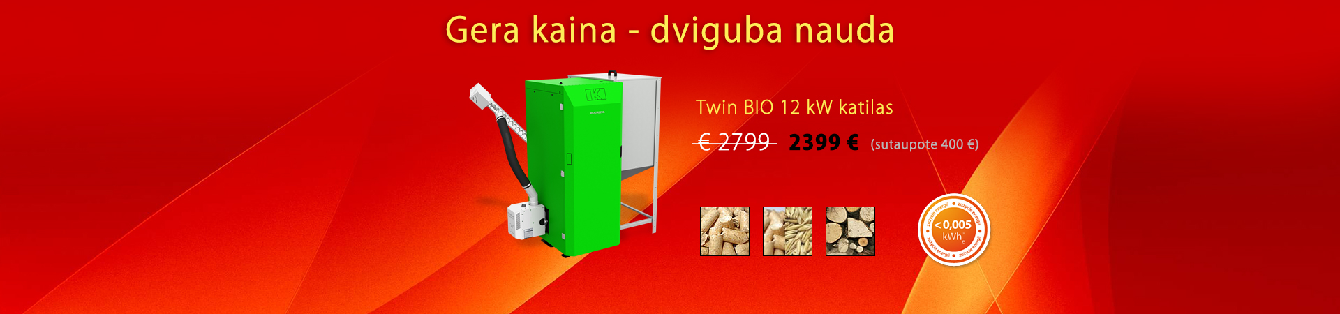 Twin bio granulinis katilas